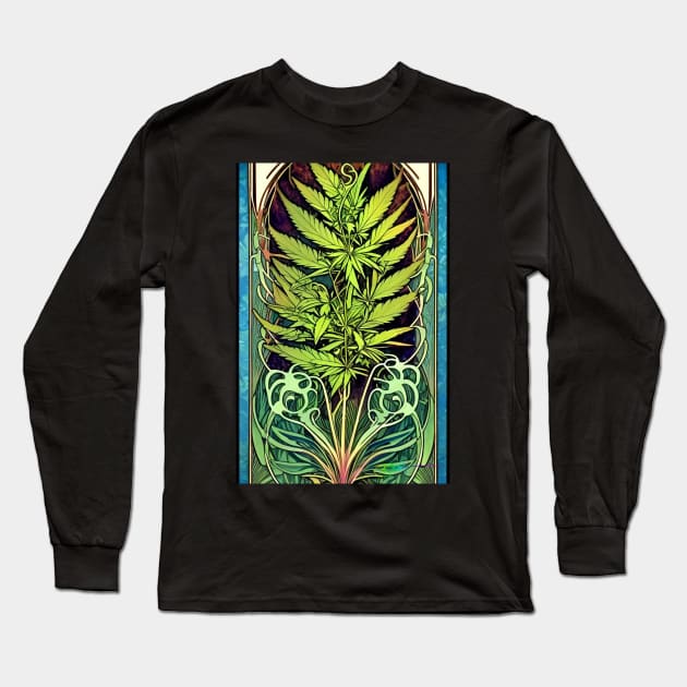 Vintage Cannabis Dreams 18 Long Sleeve T-Shirt by Benito Del Ray